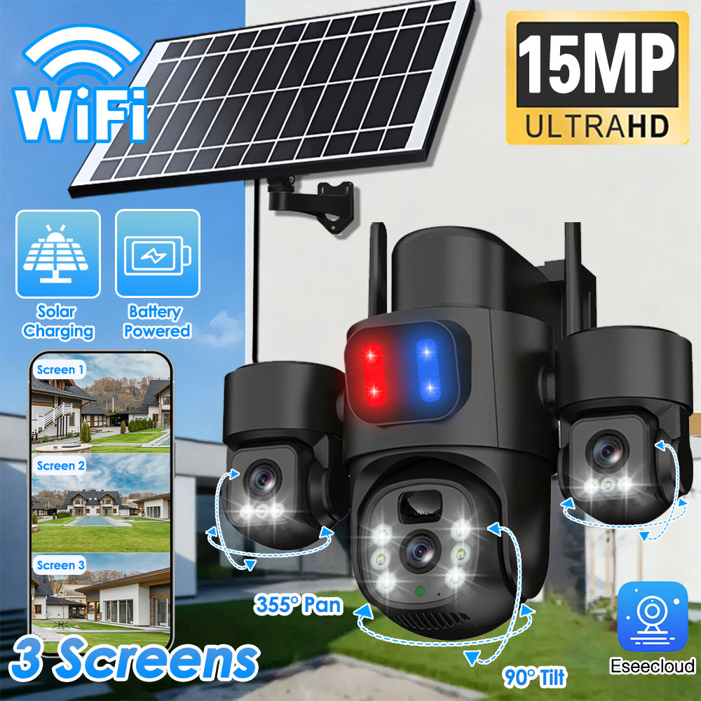 Home Security Outdoor Cameras - Câmera solar ptz wi-fi, externa, 15mp,