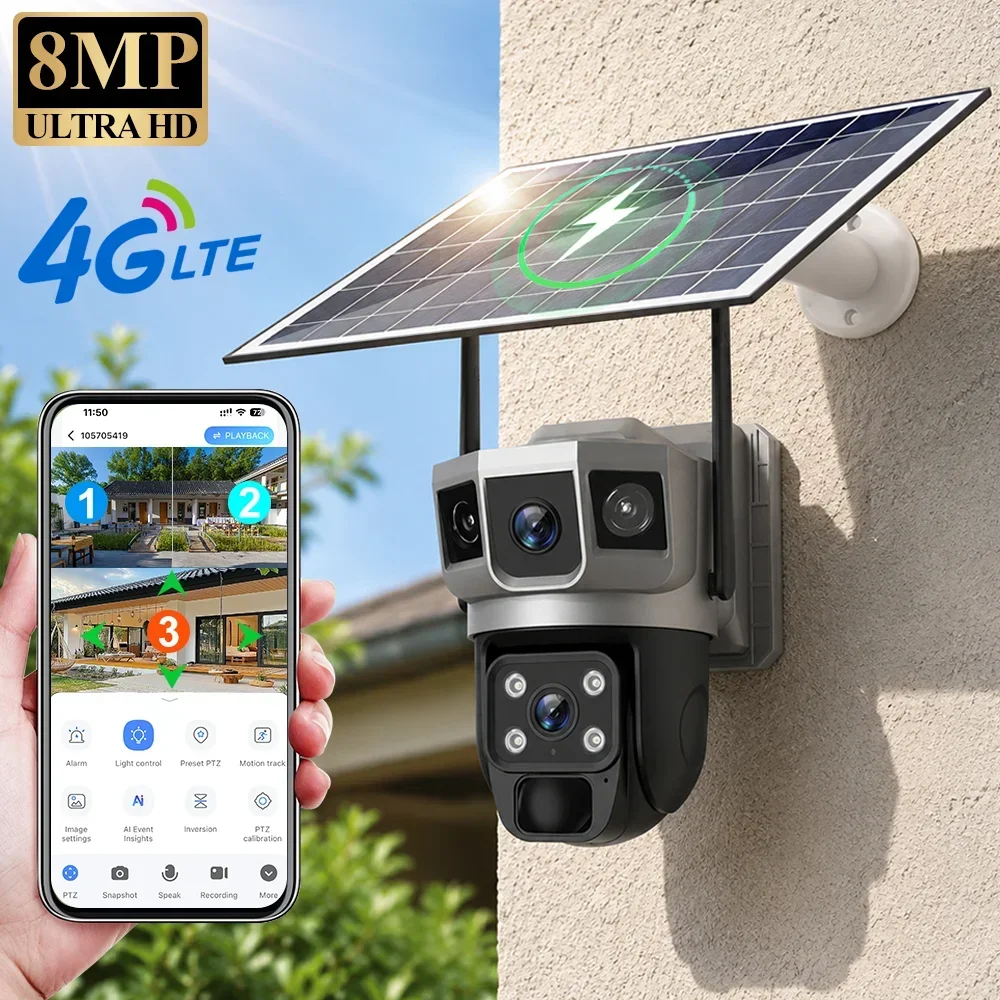 Câmera V380 4K com 3 Telas, 4G - Home Security Ideas avaliação e preço