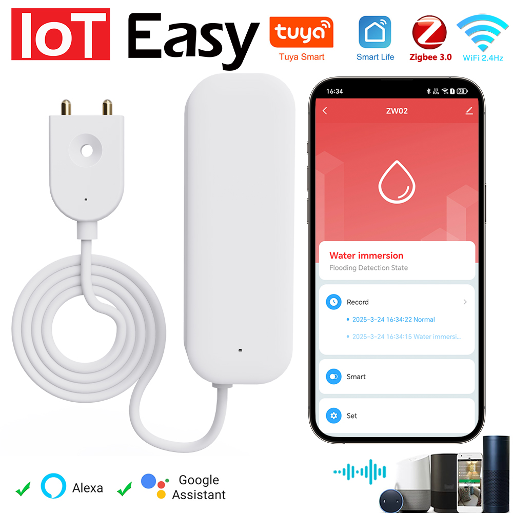 Tuya wifi zigbee sensor de águ - Home Security Business avaliação e preço