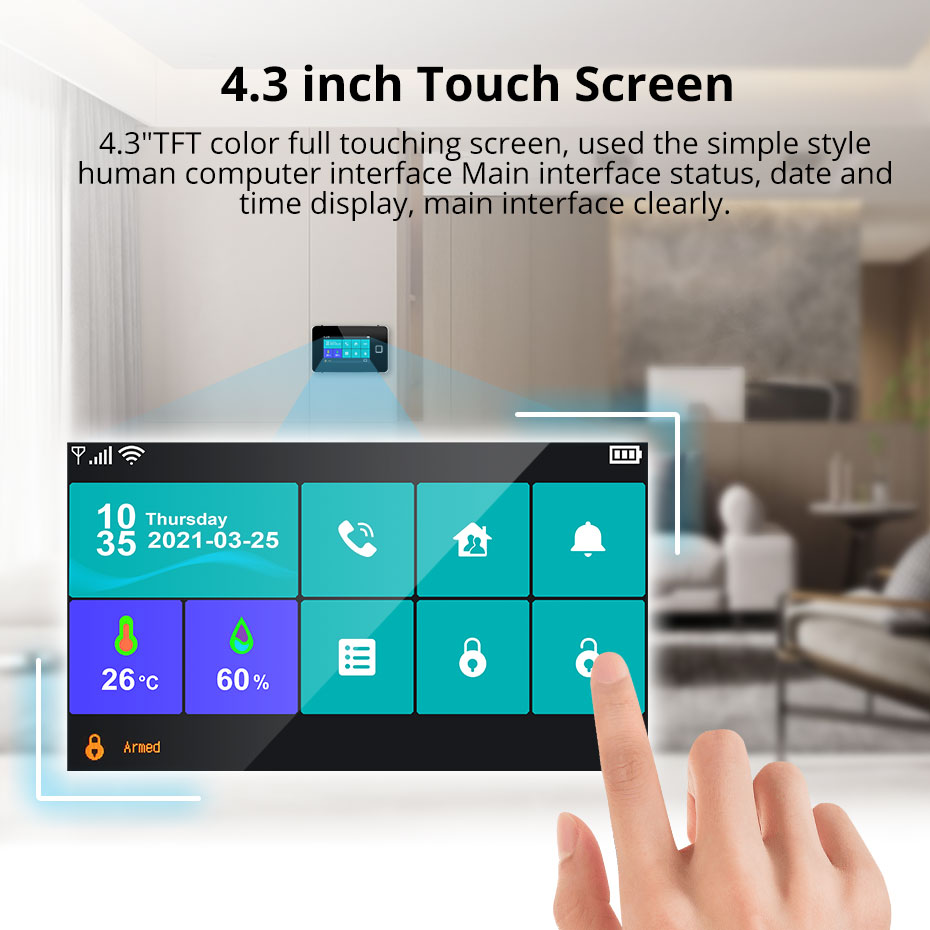 Kerui 4.3 Polegada tela de toq - Home Security No Wifi avaliação e preço