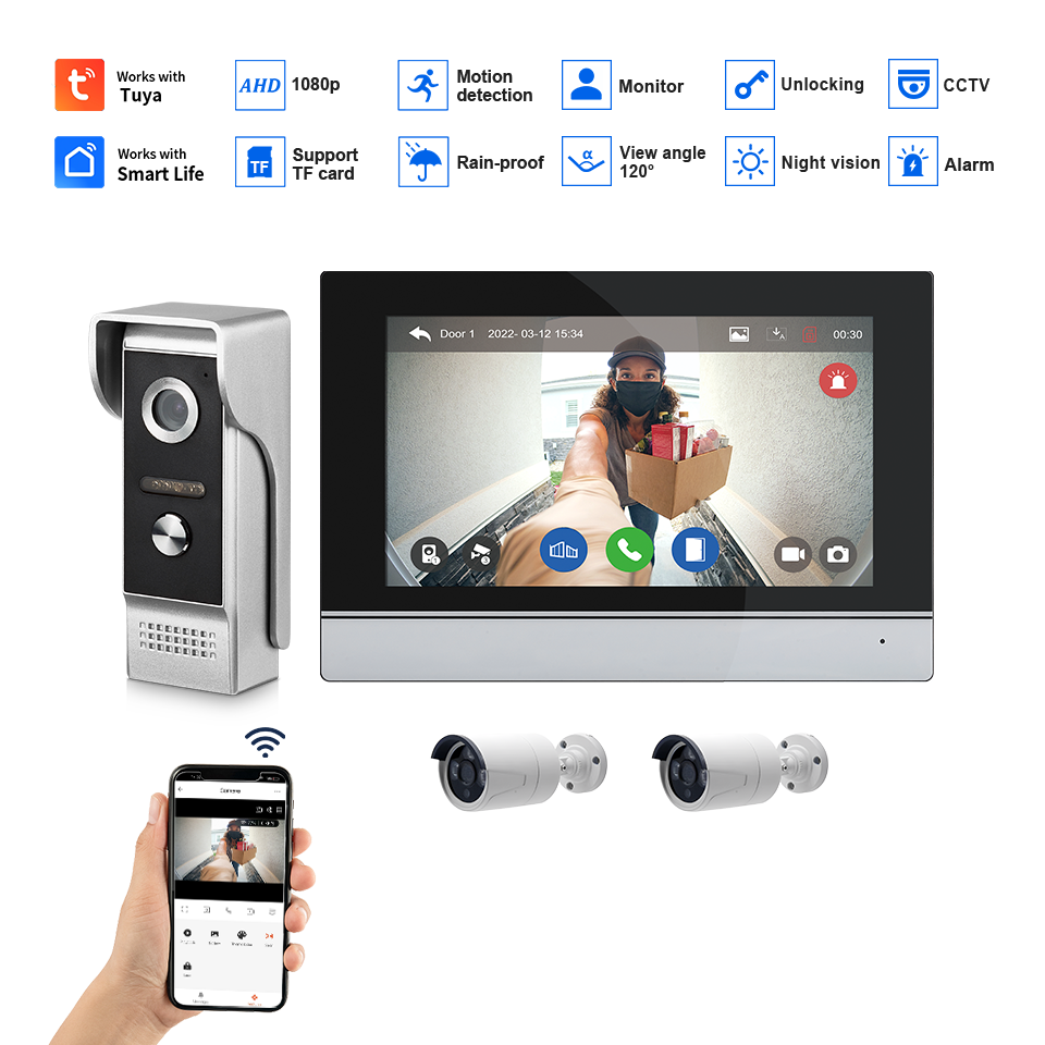 7 Polegada tela ips 2mp tuya c - Home Security Ideas avaliação e preço