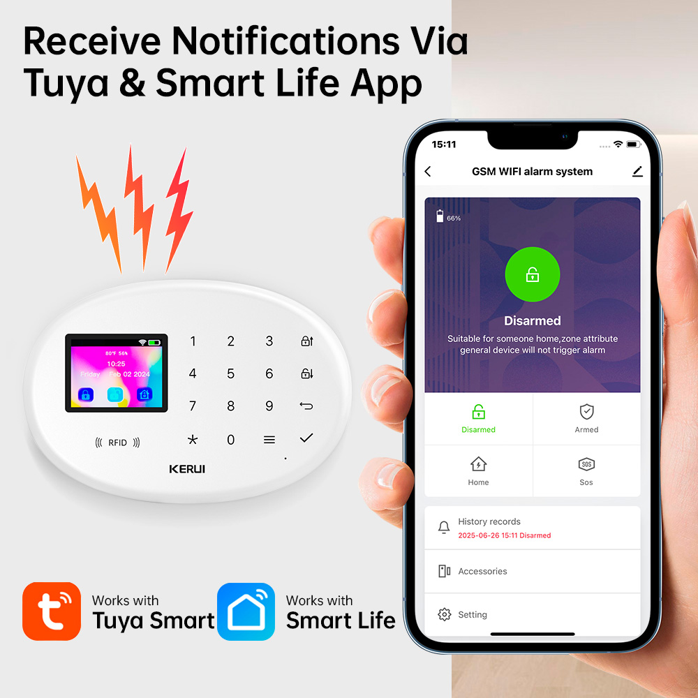 Kerui tuya kit de alarme domés - Home Security No Wifi avaliação e preço